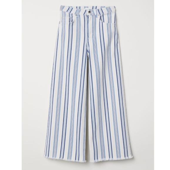 H&M Ankle Length Twill Pants blue white size 8 - Picture 2 of 10
